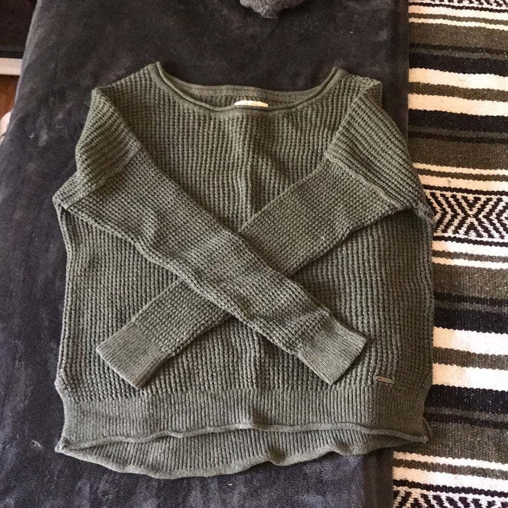 green waffle sweater